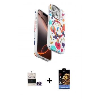 MARSİLYAN™- iPhone 14 Pro Max Kılıf Siluet Doku - Siyah Buffer Hayalet Cam Ekran Koruyucu + Bilvis Titan Kamera Lens - GD