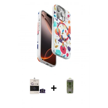 MARSİLYAN™- iPhone 14 Pro Max Kılıf Siluet Doku - Siyah Joko Magic 5D Hayalet Cam + Bilvis Titan Kamera Lens - SH