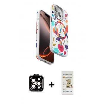 MARSİLYAN™- iPhone 14 Pro Max Kılıf Siluet Doku - Siyah Mat Seramik Nano Ekran Koruyucu + PVD Metal Kamera Lens - TU