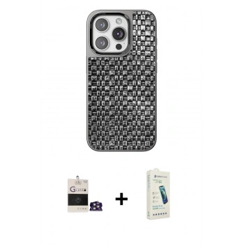 MARSİLYAN™- iPhone 14 Pro Max Kılıf Siluet Form Serisi - Şeffaf Pasifik Cam Ekran Koruyucu + Bilvis Titan Kamera Lens - GS