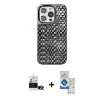 MARSİLYAN™- iPhone 14 Pro Max Kılıf Siluet Form Serisi - Şeffaf Royal Nano Ekran Koruyucu + Bilvis Titan Kamera Lens - SH