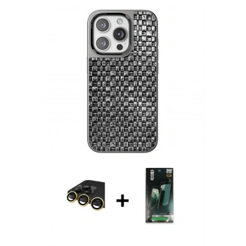 MARSİLYAN™- iPhone 14 Pro Max Kılıf Siluet Form Serisi - Siyah 360 Mat Full Body Arka Koruyucu + Raze Metal Kamera Lens - GD