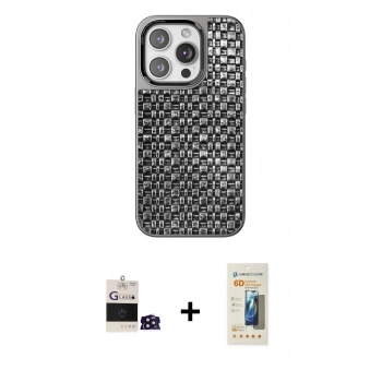 MARSİLYAN™- iPhone 14 Pro Max Kılıf Siluet Form Serisi - Siyah 6D Mat Seramik Hayalet Nano Ekran Koruyucu + Bilvis Titan Kamera Lens - DNMR