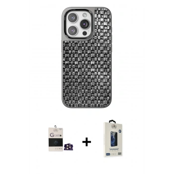 MARSİLYAN™- iPhone 14 Pro Max Kılıf Siluet Form Serisi - Siyah Bilvis Hayalet Cam Ekran Koruyucu + Bilvis Titan Kamera Lens - GD