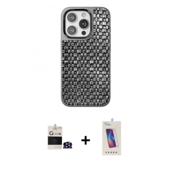 MARSİLYAN™- iPhone 14 Pro Max Kılıf Siluet Form Serisi - Siyah Joko 5D Cam + Bilvis Titan Kamera Lens - DNMR