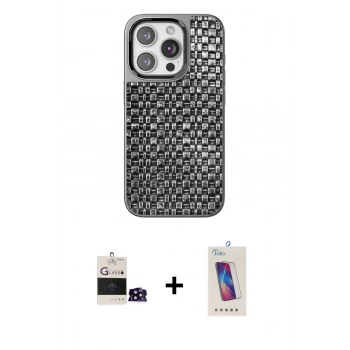 MARSİLYAN™- iPhone 14 Pro Max Kılıf Siluet Form Serisi - Siyah Joko 5D Cam + Bilvis Titan Kamera Lens - SH