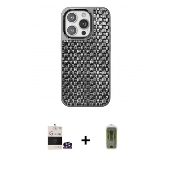 MARSİLYAN™- iPhone 14 Pro Max Kılıf Siluet Form Serisi - Siyah Joko Magic 5D Hayalet Cam + Bilvis Titan Kamera Lens - GS