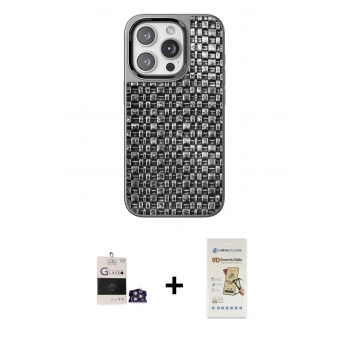 MARSİLYAN™- iPhone 14 Pro Max Kılıf Siluet Form Serisi - Siyah Mat Seramik Nano Ekran Koruyucu + Bilvis Titan Kamera Lens - GS