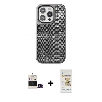 MARSİLYAN™- iPhone 14 Pro Max Kılıf Siluet Form Serisi - Siyah Mat Seramik Nano Ekran Koruyucu + Bilvis Titan Kamera Lens - SH