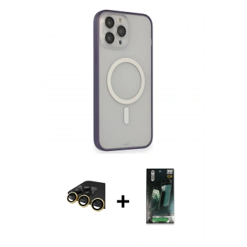 MARSİLYAN™- iPhone 14 Pro Max Kılıf Siluet Işık Koleksiyonu - Şeffaf 360 Full Body Arka Koruyucu + Raze Metal Kamera Lens - GD