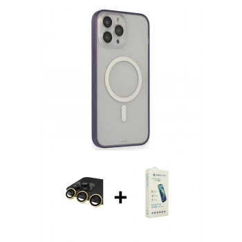 MARSİLYAN™- iPhone 14 Pro Max Kılıf Siluet Işık Koleksiyonu - Şeffaf Pasifik Cam Ekran Koruyucu + Raze Metal Kamera Lens - GD