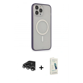 MARSİLYAN™- iPhone 14 Pro Max Kılıf Siluet Işık Koleksiyonu - Şeffaf Pasifik Cam Ekran Koruyucu + Raze Metal Kamera Lens - GS
