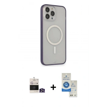 MARSİLYAN™- iPhone 14 Pro Max Kılıf Siluet Işık Koleksiyonu - Şeffaf Royal Nano Ekran Koruyucu + Bilvis Titan Kamera Lens - GS