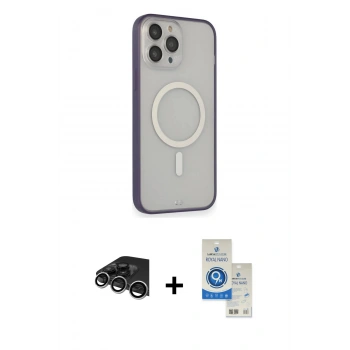 MARSİLYAN™- iPhone 14 Pro Max Kılıf Siluet Işık Koleksiyonu - Şeffaf Royal Nano Ekran Koruyucu + Raze Metal Kamera Lens - GS