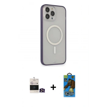 MARSİLYAN™- iPhone 14 Pro Max Kılıf Siluet Işık Koleksiyonu - Siyah 18D Cam Ekran Koruyucu + Bilvis Titan Kamera Lens - GD