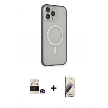 MARSİLYAN™- iPhone 14 Pro Max Kılıf Siluet Işık Koleksiyonu - Siyah Bilvis 3D Mat Cam Ekran Koruyucu + Bilvis Titan Kamera Lens - GS