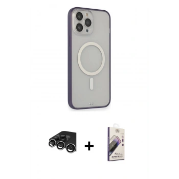 MARSİLYAN™- iPhone 14 Pro Max Kılıf Siluet Işık Koleksiyonu - Siyah Bilvis 3D Mat Cam Ekran Koruyucu + Raze Metal Kamera Lens - GS