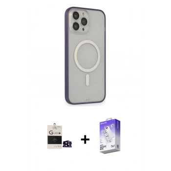MARSİLYAN™- iPhone 14 Pro Max Kılıf Siluet Işık Koleksiyonu - Siyah Bilvis 5in1 3D Magic Cam Ekran Koruyucu + Bilvis Titan Kamera Lens - SH