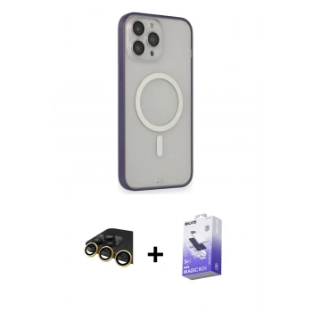MARSİLYAN™- iPhone 14 Pro Max Kılıf Siluet Işık Koleksiyonu - Siyah Bilvis 5in1 5D Magic Hayalet Cam Ekran Koruyucu + Raze Metal Kamera Lens - GD