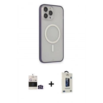 MARSİLYAN™- iPhone 14 Pro Max Kılıf Siluet Işık Koleksiyonu - Siyah Bilvis Hayalet Cam Ekran Koruyucu + Bilvis Titan Kamera Lens - GS
