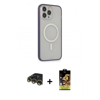 MARSİLYAN™- iPhone 14 Pro Max Kılıf Siluet Işık Koleksiyonu - Siyah Buffer Cam Ekran Koruyucu + Raze Metal Kamera Lens - GD