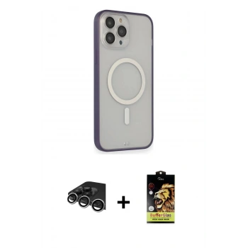 MARSİLYAN™- iPhone 14 Pro Max Kılıf Siluet Işık Koleksiyonu - Siyah Buffer Cam Ekran Koruyucu + Raze Metal Kamera Lens - GS