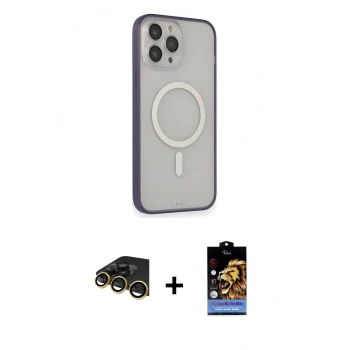 MARSİLYAN™- iPhone 14 Pro Max Kılıf Siluet Işık Koleksiyonu - Siyah Buffer Hayalet Cam Ekran Koruyucu + Raze Metal Kamera Lens - GD