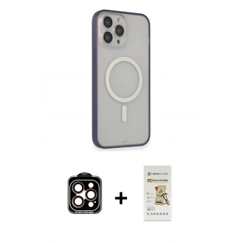 MARSİLYAN™- iPhone 14 Pro Max Kılıf Siluet Işık Koleksiyonu - Siyah Mat Seramik Nano Ekran Koruyucu + PVD Metal Kamera Lens - TU