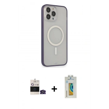 MARSİLYAN™- iPhone 14 Pro Max Kılıf Siluet Işık Koleksiyonu - Siyah Polymer Nano Ekran Koruyucu + Bilvis Titan Kamera Lens - DNMR