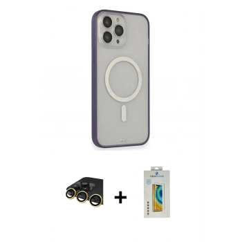 MARSİLYAN™- iPhone 14 Pro Max Kılıf Siluet Işık Koleksiyonu - Siyah Polymer Nano Ekran Koruyucu + Raze Metal Kamera Lens - GD