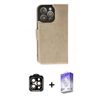 MARSİLYAN™- iPhone 14 Pro Max Kılıf Siluet Işık Serisi - Siyah Bilvis 5in1 3D Magic Cam Ekran Koruyucu + PVD Metal Kamera Lens - TU