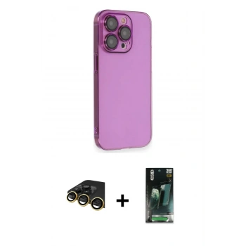 MARSİLYAN™- iPhone 14 Pro Max Kılıf Siluet Minimal Özel Seri - Şeffaf 360 Full Body Arka Koruyucu + Raze Metal Kamera Lens - GD