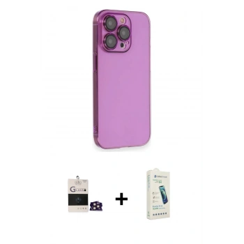 MARSİLYAN™- iPhone 14 Pro Max Kılıf Siluet Minimal Özel Seri - Şeffaf Pasifik Cam Ekran Koruyucu + Bilvis Titan Kamera Lens - GD