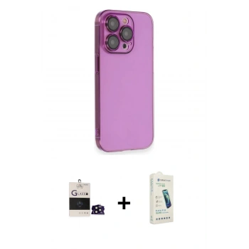 MARSİLYAN™- iPhone 14 Pro Max Kılıf Siluet Minimal Özel Seri - Şeffaf Pasifik Cam Ekran Koruyucu + Bilvis Titan Kamera Lens - SH