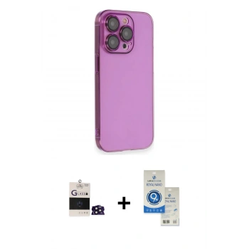 MARSİLYAN™- iPhone 14 Pro Max Kılıf Siluet Minimal Özel Seri - Şeffaf Royal Nano Ekran Koruyucu + Bilvis Titan Kamera Lens - DNMR