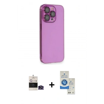 MARSİLYAN™- iPhone 14 Pro Max Kılıf Siluet Minimal Özel Seri - Şeffaf Royal Nano Ekran Koruyucu + Bilvis Titan Kamera Lens - SH