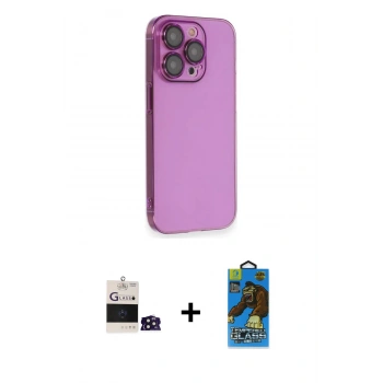 MARSİLYAN™- iPhone 14 Pro Max Kılıf Siluet Minimal Özel Seri - Siyah 18D Cam Ekran Koruyucu + Bilvis Titan Kamera Lens - DNMR