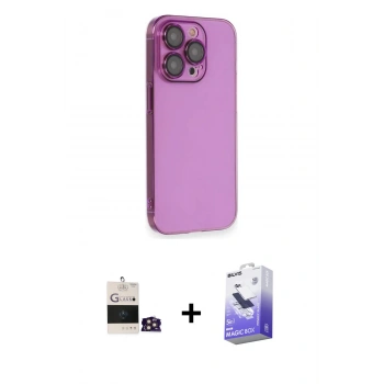 MARSİLYAN™- iPhone 14 Pro Max Kılıf Siluet Minimal Özel Seri - Siyah Bilvis 5in1 5D Magic Hayalet Cam Ekran Koruyucu + Bilvis Titan Kamera Lens - GD