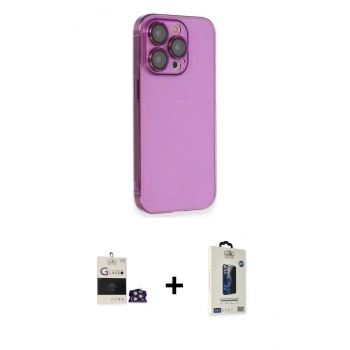 MARSİLYAN™- iPhone 14 Pro Max Kılıf Siluet Minimal Özel Seri - Siyah Bilvis Hayalet Cam Ekran Koruyucu + Bilvis Titan Kamera Lens - GS
