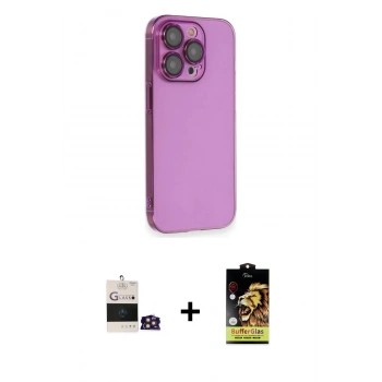 MARSİLYAN™- iPhone 14 Pro Max Kılıf Siluet Minimal Özel Seri - Siyah Buffer Cam Ekran Koruyucu + Bilvis Titan Kamera Lens - GD