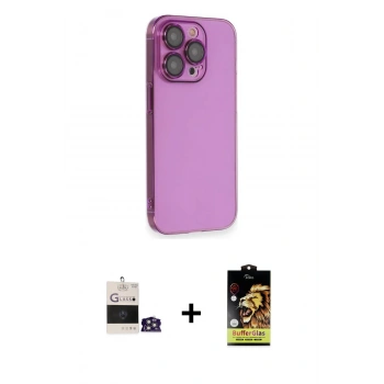 MARSİLYAN™- iPhone 14 Pro Max Kılıf Siluet Minimal Özel Seri - Siyah Buffer Cam Ekran Koruyucu + Bilvis Titan Kamera Lens - GS