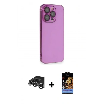 MARSİLYAN™- iPhone 14 Pro Max Kılıf Siluet Minimal Özel Seri - Siyah Buffer Hayalet Cam Ekran Koruyucu + Raze Metal Kamera Lens - GS