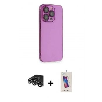 MARSİLYAN™- iPhone 14 Pro Max Kılıf Siluet Minimal Özel Seri - Siyah Joko 5D Cam + Raze Metal Kamera Lens - GS