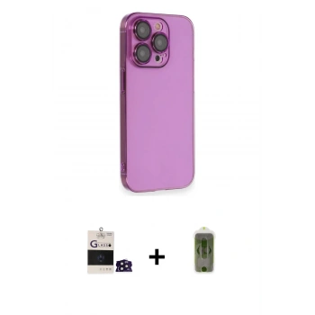 MARSİLYAN™- iPhone 14 Pro Max Kılıf Siluet Minimal Özel Seri - Siyah Joko Magic 5D Hayalet Cam + Bilvis Titan Kamera Lens - DNMR