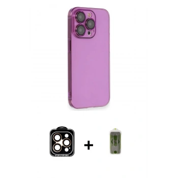 MARSİLYAN™- iPhone 14 Pro Max Kılıf Siluet Minimal Özel Seri - Siyah Joko Magic 5D Hayalet Cam + PVD Metal Kamera Lens - TU