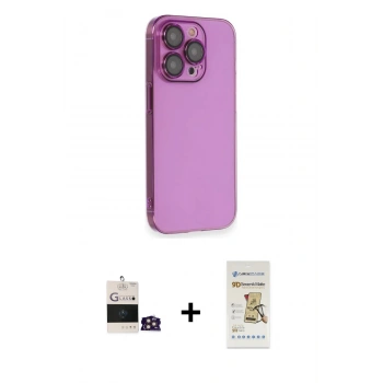MARSİLYAN™- iPhone 14 Pro Max Kılıf Siluet Minimal Özel Seri - Siyah Mat Seramik Nano Ekran Koruyucu + Bilvis Titan Kamera Lens - GD