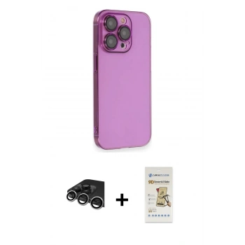 MARSİLYAN™- iPhone 14 Pro Max Kılıf Siluet Minimal Özel Seri - Siyah Mat Seramik Nano Ekran Koruyucu + Raze Metal Kamera Lens - GS