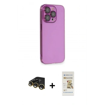 MARSİLYAN™- iPhone 14 Pro Max Kılıf Siluet Minimal Özel Seri - Siyah Mat Seramik Nano Ekran Koruyucu + Raze Metal Kamera Lens - GD