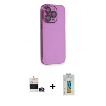 MARSİLYAN™- iPhone 14 Pro Max Kılıf Siluet Minimal Özel Seri - Siyah Polymer Nano Ekran Koruyucu + Bilvis Titan Kamera Lens - GD