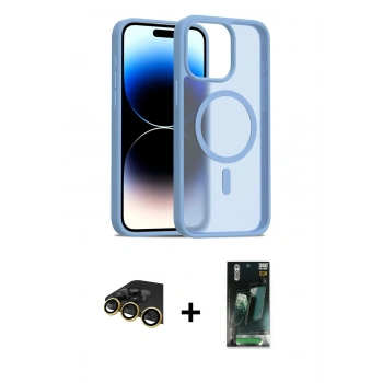 MARSİLYAN™- iPhone 14 Pro Max Kılıf Siluet Minimal Prime - Şeffaf 360 Full Body Arka Koruyucu + Raze Metal Kamera Lens - GD